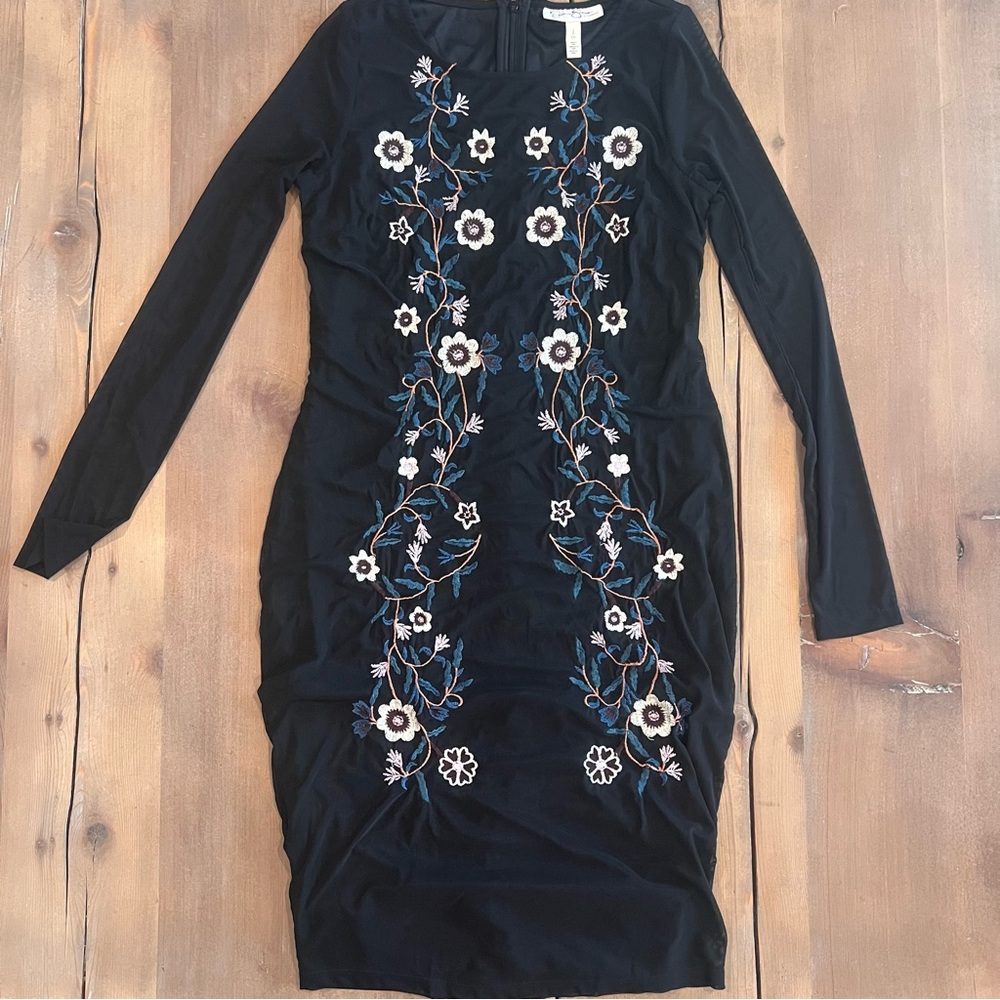 Jessica Simpson Embroidered Black Maternity Dress
